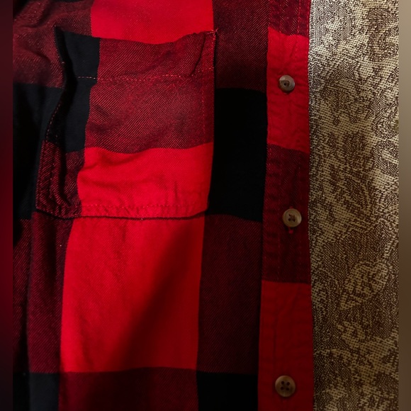 Old Navy black/red plaid button up dress. Size M - Picture 6 of 7